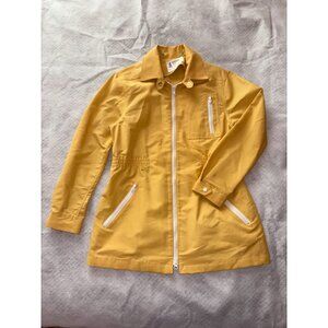 London Fog Trench Coat Womens 9/10 Zip Front Cinched Waist Hooded Rain Jacket